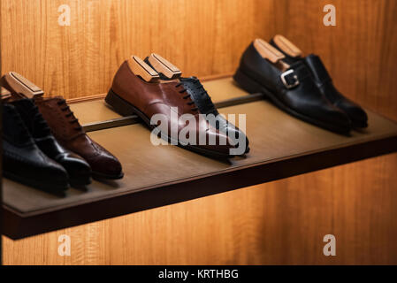 Elegant shoes in a man clothing store Stock Photo