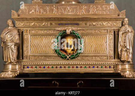 Silver reliquary with Saint Agnes' skull - Sant'Agnese in Agone - Rome Stock Photo