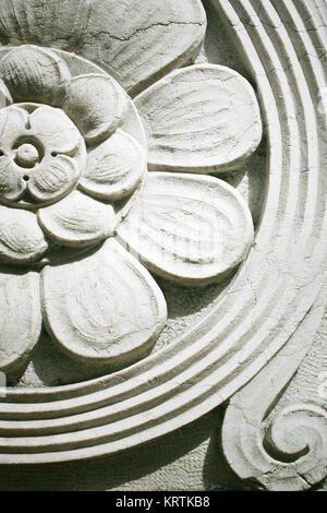 Extremely closeup of a flower styled marble sculpture decoration Stock Photo