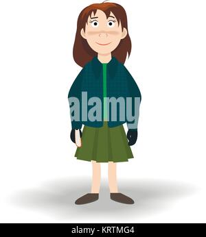 Cute Little Girl in Spring weraing Skirt with Book in her Hand Stock Vector