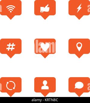 Like, Follower And Share, Comment Icon Set. Vector flat illustration Stock Vector