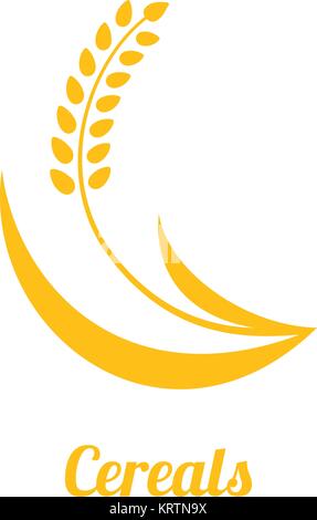 Wheat spike yellow isolated on white background. Grain plant silhouette. Spica icon. Ear organic. Vector illustration flat design. Cereals natural. Ma Stock Vector