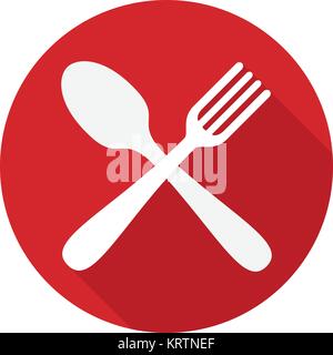 Fork and Knife Icon With Long Shadow Stock Vector