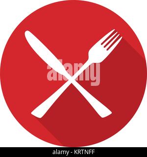 Knife and fork icon. Vector silhouette in flat style. Stock Vector