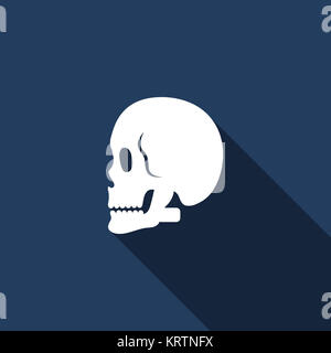 Skull icon with long shadow Stock Photo
