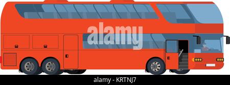 Red double-decker coach big tour bus isolated on white background Stock Vector