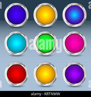Colorful set of circle buttons Stock Photo
