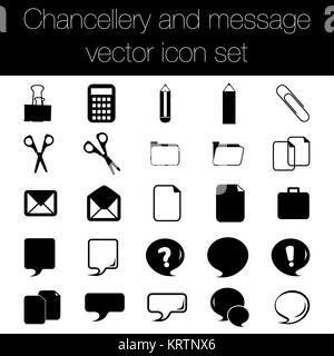 Chancellery and message vector icon set Stock Photo