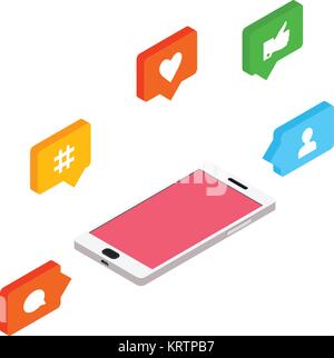 Isometric social networking, internet concept, vector illustration, isometric style Stock Vector