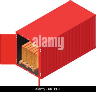 Sea port isometric vector icon with handling gantry crane on quay ...