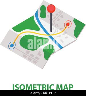 Isometric Delivery Map with Pin icon. Vector Illustration Stock Vector