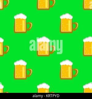 Beer Mug Seamless Pattern. Stock Photo