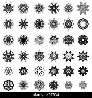 Set of Different Tribal Rosettes Tattoo Design Stock Photo