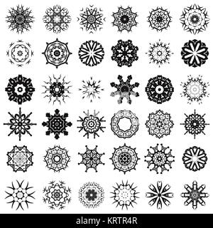 Set of Different Tribal Rosettes Tattoo Design Stock Photo