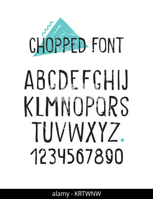 Line simple chopped font. Universal alphabet with capital letter Stock Photo