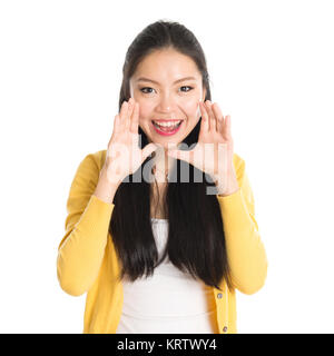 Asian woman shouting Stock Photo