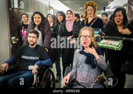 Washington Dc, United States. 18th Dec, 2017. Approximately 70 protesters against the GOP Tax Bill were arrested while staging a 'die-in' in the rotunda of the Rayburn House office building. One of the arrests was health care activist Ady Barkan, who is living with ALS. Barkan said the GOP tax bill's cuts to Medicaid will put him and 13 million other American's life at risk. Credit: Michael Nigro/Pacific Press/Alamy Live News Stock Photo