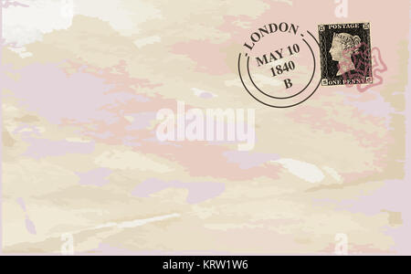 Old Stamped Envelope Background Stock Photo