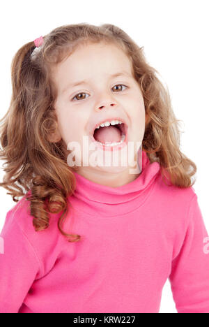 Little girl in pink laughing out loud Stock Photo