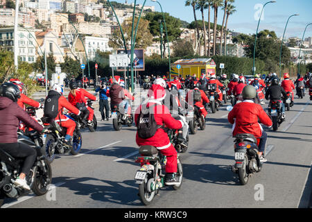 Merry Christmas by motorcycle in Naples Stock Photo