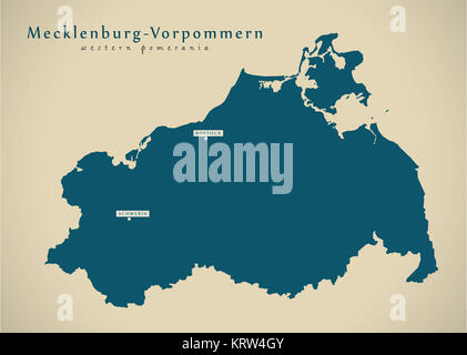 Modern Map - Mecklenburg-Vorpommern DE new design refreshed Stock Photo