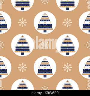 Christmas tree gifts seamless pattern. Stock Photo