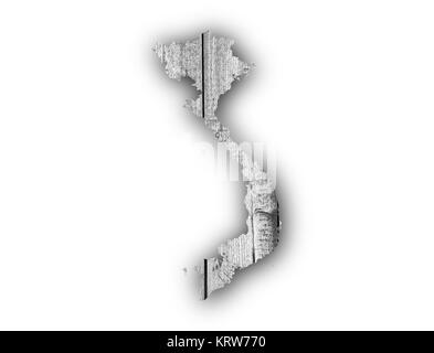 map of vietnam on weathered wood Stock Photo - Alamy
