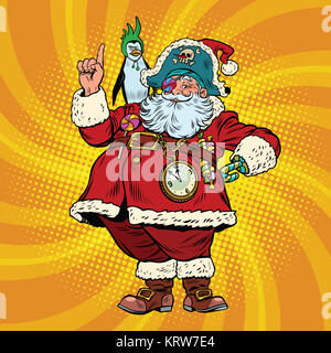 Santa Claus pirate penguin pointing gesture Stock Photo