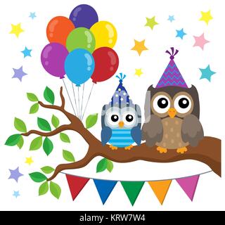 Party Owls Theme Image 2 Stock Photo Alamy