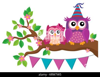 Party Owls Theme Image 2 Stock Photo Alamy