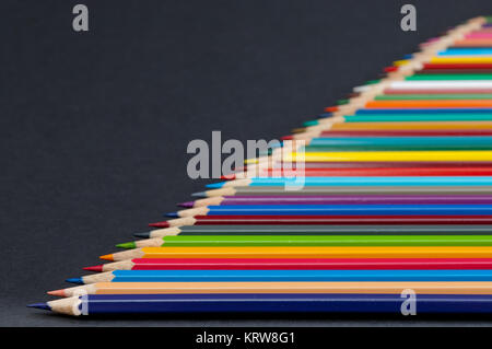 Color pencils isolated on black background close up Stock Photo