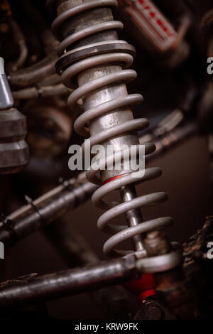 This picture is Shock absorber of car. It is a mechanical or hydraulic