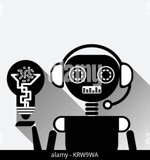 Chatbot Hold Light Bulb Icon Concept Black Chat Bot Or Chatterbot Service Of Online Support Technology Stock Vector