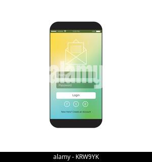 Web User Interface With Login Sign In Form On Cell Smart Phone Screen Stock Vector