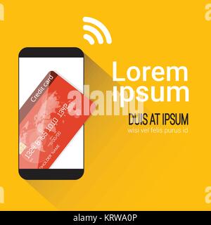 Web Mobile Payment App Credit Card On Cell Smart Phone Screen Stock Vector