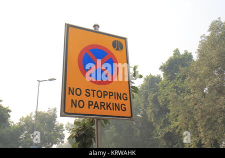 No Parking No stopping traffic signage in New Delhi India. Stock Photo