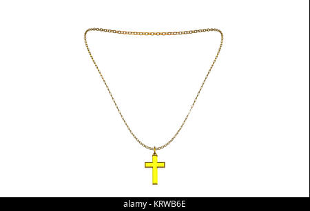 gold chain with cross pendant released Stock Photo