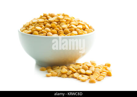 Yellow split peas in bowl. Stock Photo