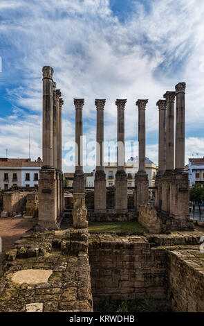 Archaeological ruins of the Roman temple of Córdoba (Spain), which was built in the first century after Christ. Stock Photo