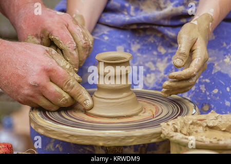 preparing the pot is interesting profession Stock Photo