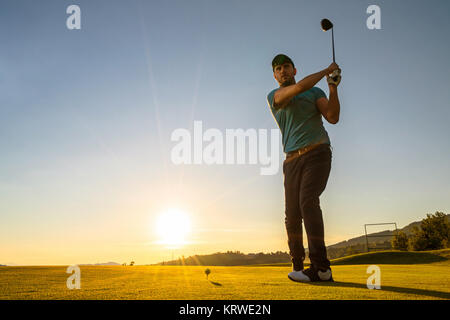 Man Playing Golf Stock Photo