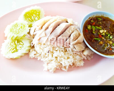 rice steamed with chicken soup, thai food Stock Photo