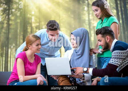 Group of students practicing for exam Stock Photo