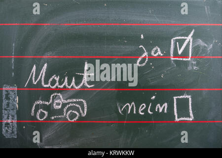 school blackboard with car drawing and toll Stock Photo