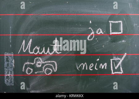 school blackboard with car drawing and toll Stock Photo