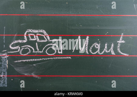 school blackboard with car drawing and toll Stock Photo