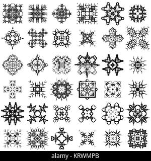Set of Different Tribal Rosettes Tattoo Design Stock Photo