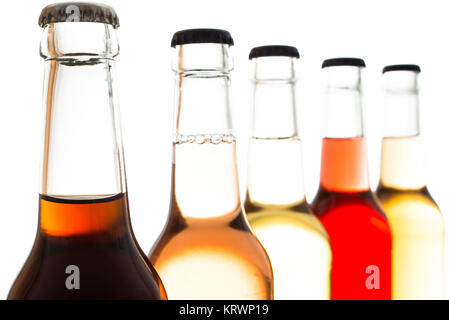 cola and lemonade in bottles with crown caps Stock Photo
