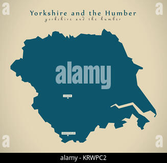 Modern Map - Yorkshire and the humber UK England Illustration Stock Photo