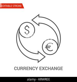 Currency exchange Icon. Thin Line Vector Illustration - Adjust stroke weight - Expand to any Size - Easy Change Colour - Editable Stroke - Pixel Perfe Stock Vector